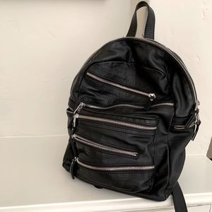 Ash Black Leather Backpack